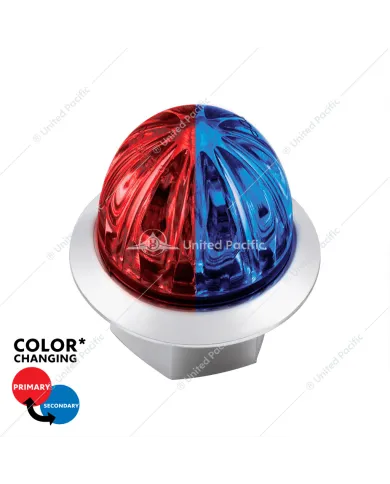 UP39236-4 LED 1-1/8" Watermelon Double Fury Light With Clear Lens (Clearance/Marker) - Red & Blue LED
