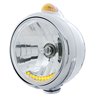 UP32040-Chrome Guide 682-C Headlight H4 With 10 Amber LED & Dual Mode LED Signal - Amber Lens