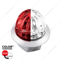 UP39239-4 LED 1-1/8" Watermelon Double Fury Light With Clear Lens (Clearance/Marker) - Red & White LED