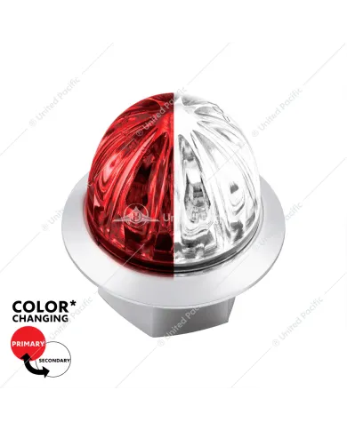 UP39239-4 LED 1-1/8" Watermelon Double Fury Light With Clear Lens (Clearance/Marker) - Red & White LED