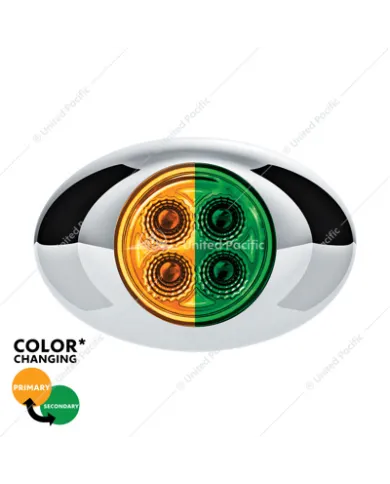 UP36027-4 LED Double Fury Light (Clearance/Marker)-Amber & Green LED/Clear Lens