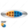 UP35955-10 LED Oval Double Fury Light With Clear Lens & Chrome Bezel (Clearance/Marker) - Amber & Blue LED/Clear Lens