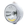 UP32041-Chrome Guide 682-C Headlight H4 With 10 Amber LED & Dual Mode LED Signal - Clear Lens