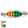 UP35956-10 LED Oval Double Fury Light With Clear Lens & Chrome Bezel (Clearance/Marker) - Amber & Green LED/Clear Lens