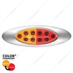 UP35958-10 LED Oval Double Fury Light With Clear Lens & Chrome Bezel (Clearance/Marker) - Amber & Red LED/Clear Lens