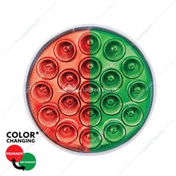 UP35948-19 LED 4" Round Double Fury Light (Stop & Turn) - Red & Green LED/Clear Lens