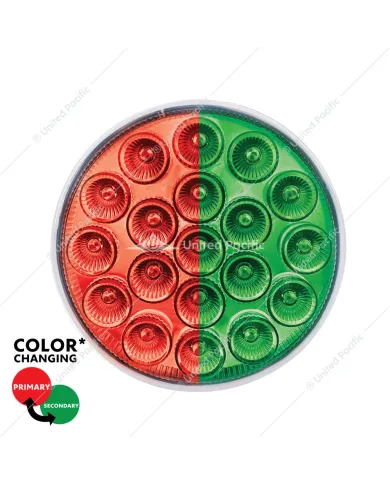 UP35948-19 LED 4" Round Double Fury Light (Stop & Turn) - Red & Green LED/Clear Lens