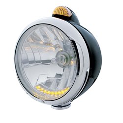 UP32044-Black Guide 682-C Headlight H4 With 10 Amber LED & Dual Mode LED Signal - Amber Lens