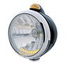 UP32044-Black Guide 682-C Headlight H4 With 10 Amber LED & Dual Mode LED Signal - Amber Lens