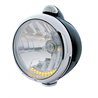 UP32045-Black Guide 682-C Headlight H4 With 10 Amber LED & Dual Mode LED Signal - Clear Lens