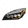 UP36726-Black Quad-LED Headlight With LED DRL & Seq. Signal For 2018-2024 Freightliner Cascadia - Driver