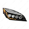 UP36727-Black Quad-LED Headlight With LED DRL & Seq. Signal For 2018-2024 Freightliner Cascadia - Passenger