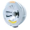 UP32094-Stainless Steel Bullet Classic Headlight H4 With 10 Amber LED & LED Signal - Clear Lens