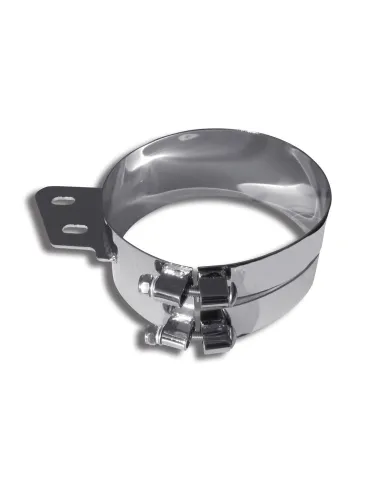 TXTCLA-61 - Exhaust - Clamp - 6" Chrome Plated Stainless Steel - Rectangle Mounting Plate
