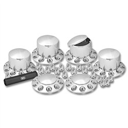 TXTHUB-C1 - Wheel Accessories - Kit - Chrome Plastic Front & Rear Hub Cover Kit with Threaded Nut Covers