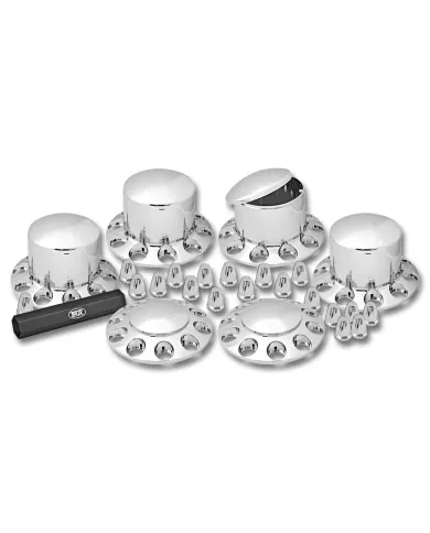 TXTHUB-C1 - Wheel Accessories - Kit - Chrome Plastic Front & Rear Hub Cover Kit with Threaded Nut Covers