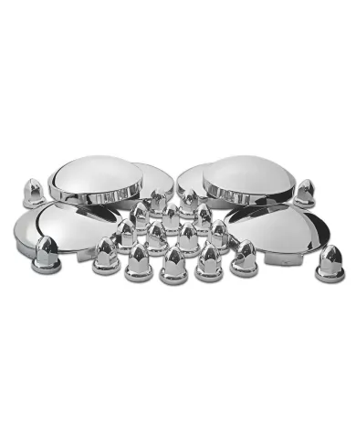 TXTHUB-C2 - Wheel Accessories - Kit - Chrome Metal Front & Rear Hubcap Kit