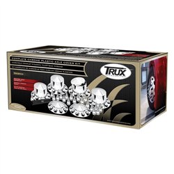 TXTHUB-C4 - Wheel Accessories - Kit - Chrome Plastic Front & Rear Pointed Hub Cover Kit with Threaded Nut Covers