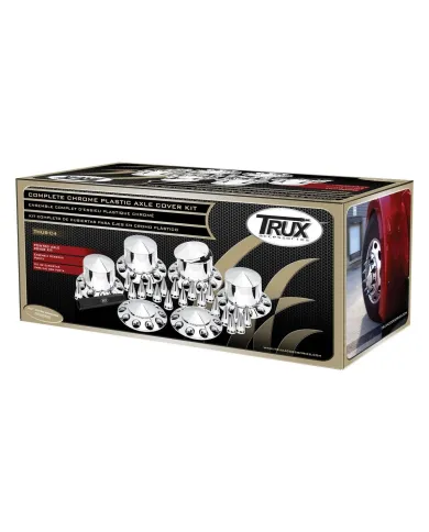 TXTHUB-C4 - Wheel Accessories - Kit - Chrome Plastic Front & Rear Pointed Hub Cover Kit with Threaded Nut Covers