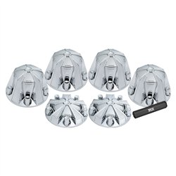 TXTHUB-MC1 - Wheel Accessories - Kit - Chrome Plastic Mag Front & Rear Hub Cover Kit with Threaded Nut Covers