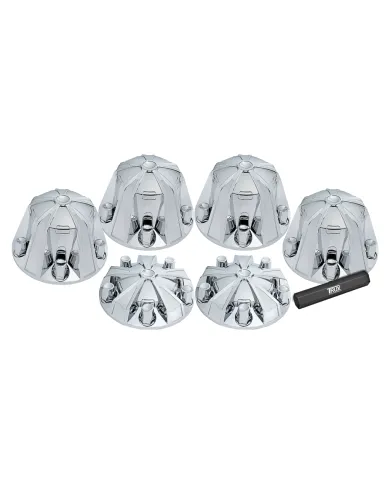 TXTHUB-MC1 - Wheel Accessories - Kit - Chrome Plastic Mag Front & Rear Hub Cover Kit with Threaded Nut Covers