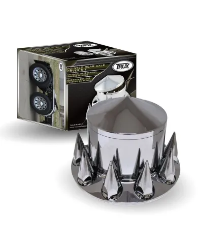 TXTHUB-RP33P - Wheel Accessories - Axle Cover - Pointed Chrome Plastic Rear Hub Cover with 33mm Threaded Nut Covers