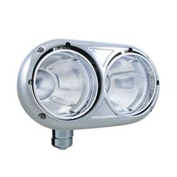 UP32190-304 Stainless Dual Headlight Housing With Inner Lamp Bucket For Peterbilt 359 - Driver