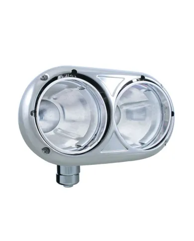 UP32190-304 Stainless Dual Headlight Housing With Inner Lamp Bucket For Peterbilt 359 - Driver