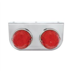 UP32323-Stainless Light Bracket With 2X 17 LED Watermelon Lights - Red LED/Red Lens