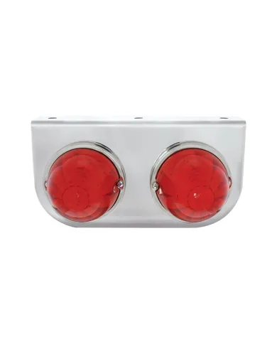 UP32323-Stainless Light Bracket With 2X 17 LED Watermelon Lights - Red LED/Red Lens
