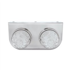 UP32325-Stainless Light Bracket With 2X 17 LED Watermelon Lights - Red LED/Clear Lens
