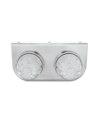 UP32325-Stainless Light Bracket With 2X 17 LED Watermelon Lights - Red LED/Clear Lens