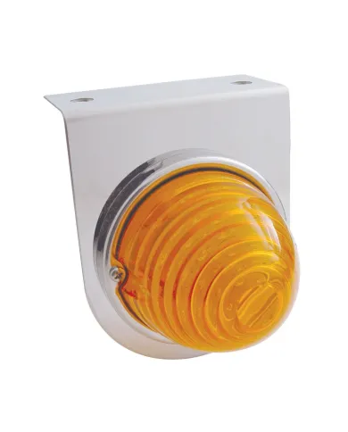 UP32338-Stainless Light Bracket With 17 LED Beehive Light - Amber LED/Amber Lens