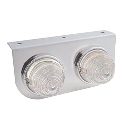 UP32344-Stainless Light Bracket With 2X 17 LED Beehive Lights - Amber LED/Clear Lens