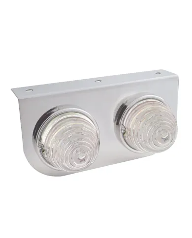 UP32344-Stainless Light Bracket With 2X 17 LED Beehive Lights - Amber LED/Clear Lens