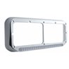 UP32359-Chrome Rectangular Dual Headlight Bezel With 19 LED Light Bar - Amber LED/Clear Lens