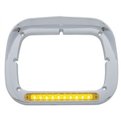 UP32370-10 LED 5" x 7" Headlight Bezel With Visor - Amber LED/Amber Lens