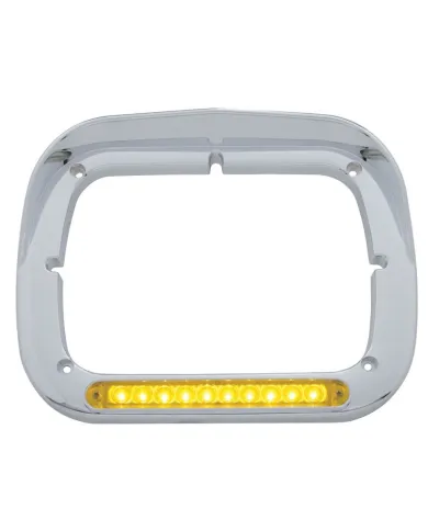 UP32370-10 LED 5" x 7" Headlight Bezel With Visor - Amber LED/Amber Lens