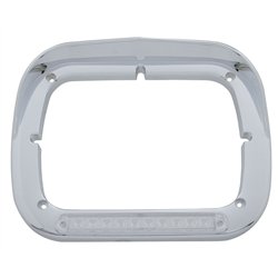 UP32371-10 LED 5" x 7" Headlight Bezel With Visor - Amber LED/Clear Lens