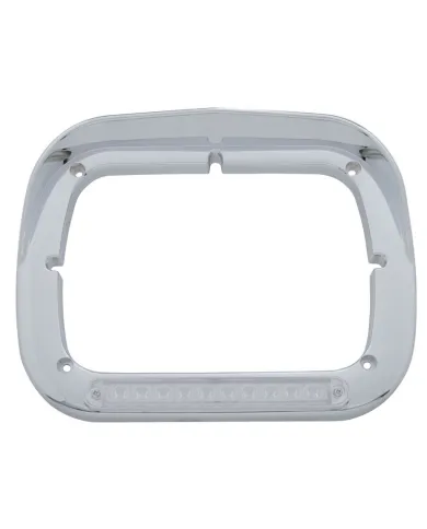 UP32371-10 LED 5" x 7" Headlight Bezel With Visor - Amber LED/Clear Lens