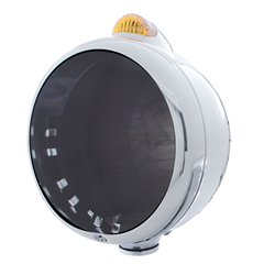 UP32388-Stainless Steel Guide 682-C Headlight No Bulb With Dual Mode LED Signal - Amber Lens