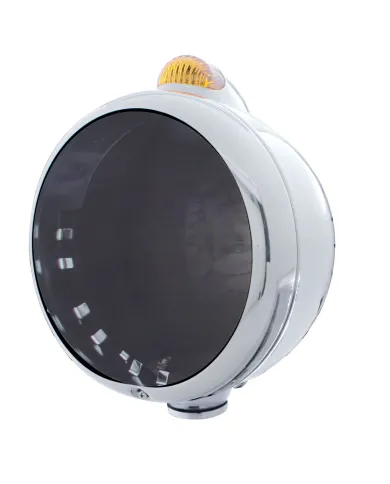 UP32388-Stainless Steel Guide 682-C Headlight No Bulb With Dual Mode LED Signal - Amber Lens