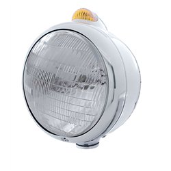 UP32390-Stainless Steel Guide 682-C Headlight 6014 & Dual Mode LED Signal - Amber Lens