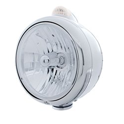 UP32397-Stainless Steel Guide 682-C Headlight Crystal H4 & Dual Mode LED Signal - Clear Lens