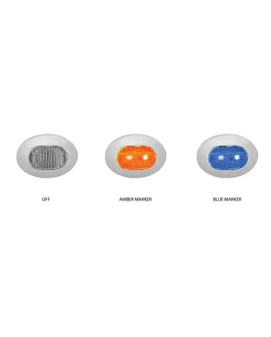 TXTLED-BX4AB - Mini Oval Button Dual Revolution Amber/Blue LED 