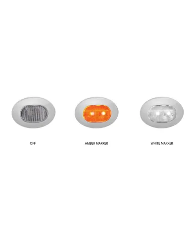 TXTLED-BX4AW - Mini Oval Button Dual Revolution Amber/White LED 