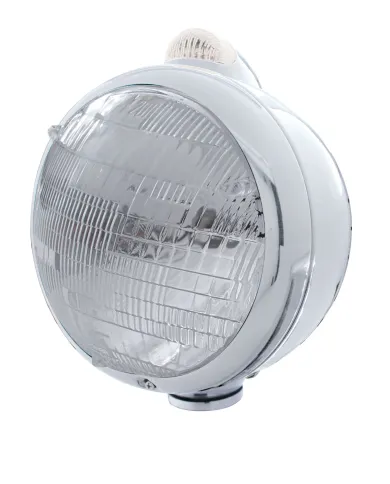 UP32401-Chrome Guide 682-C Headlight 6014 & Dual Mode LED Signal - Clear Lens
