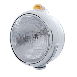 UP32402-Chrome Guide 682-C Headlight H6024 & Dual Mode LED Signal - Amber Lens