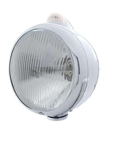 UP32405-Chrome Guide 682-C Headlight H4 & Dual Mode LED Signal - Clear Lens